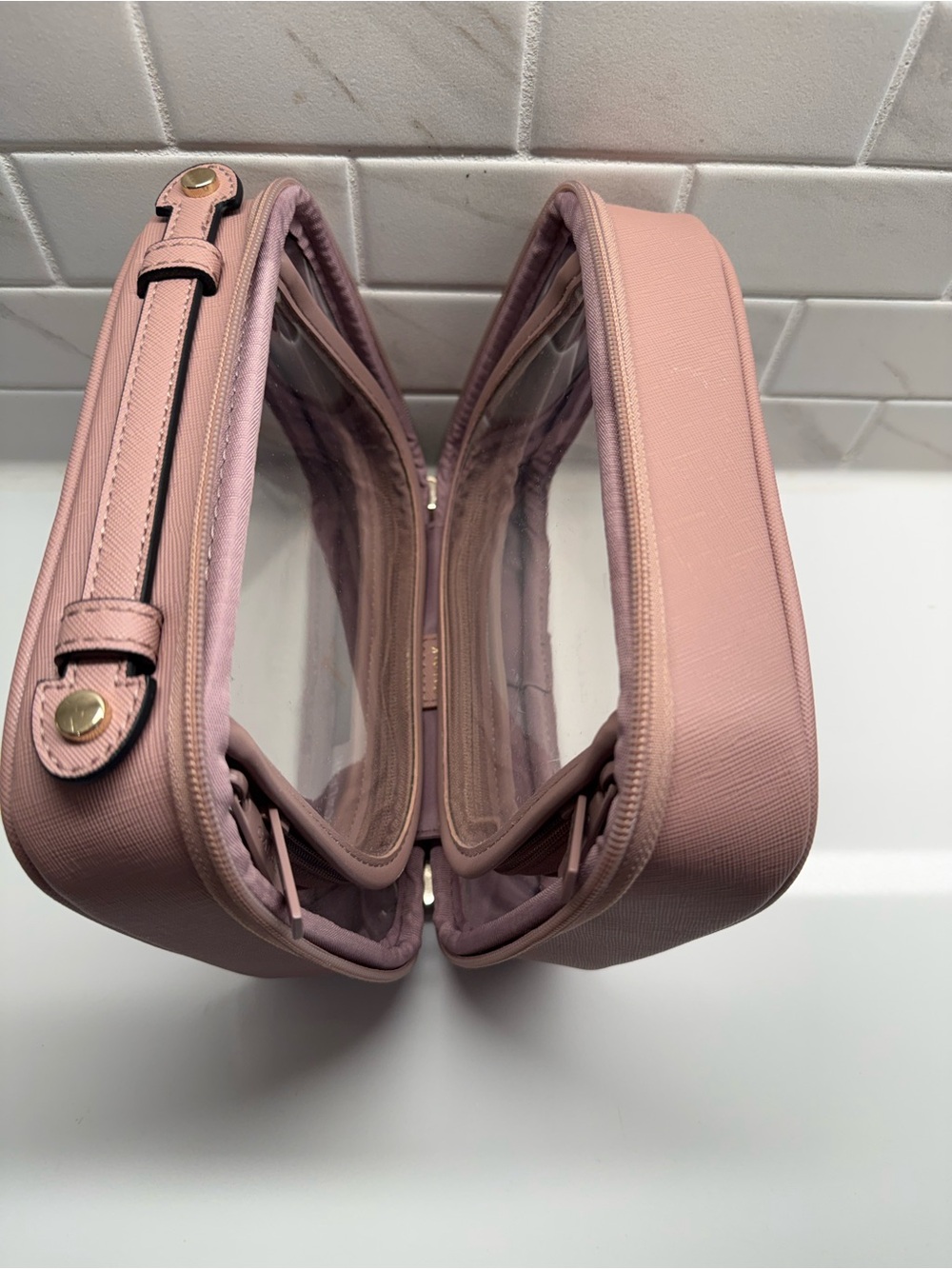 Calpak Small Clear Cosmetics Case in Mauve